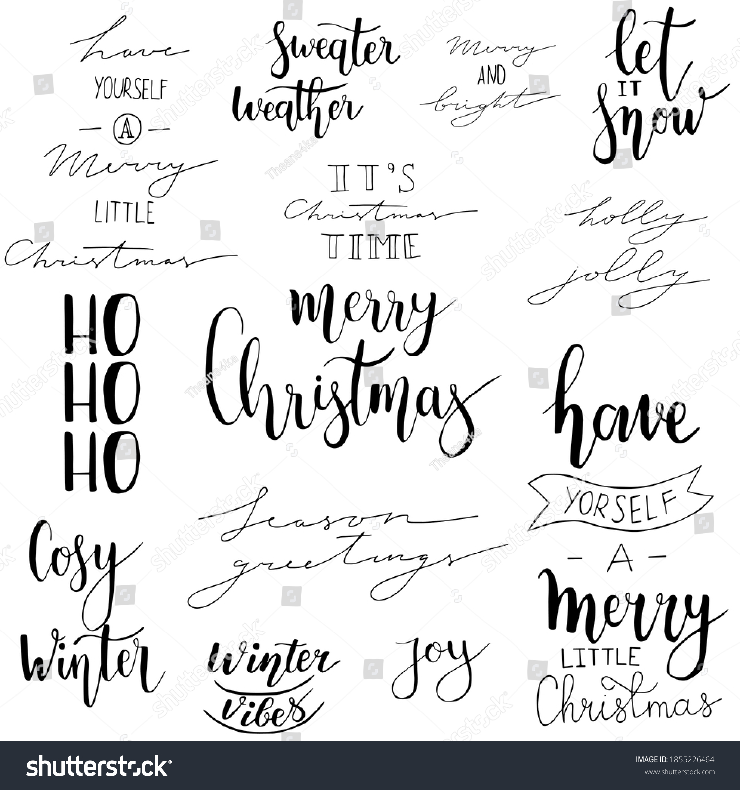 Vector Set Holidays Lettering Elements Merry Stock Vector (Royalty Free ...