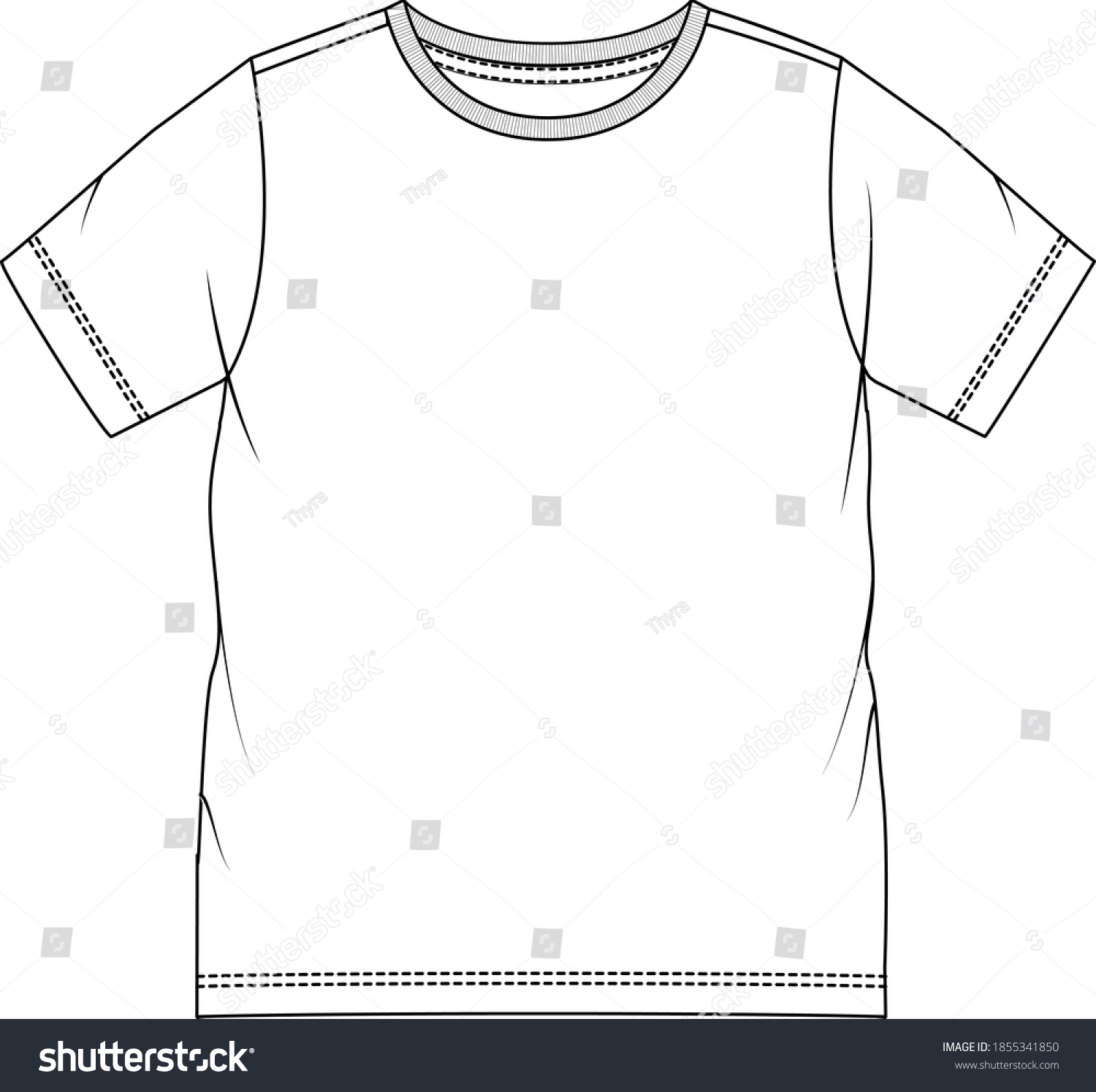 Kids Flat Sketch Oneck Casual Tshirt Stock Vector (Royalty Free ...