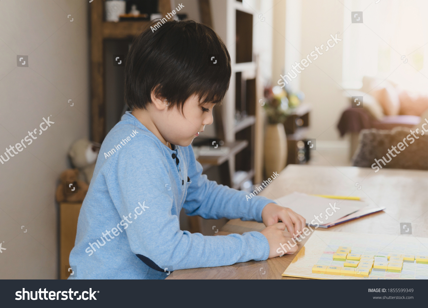 Preschool Kid Learning English Words Gamechild Stock Photo 1855599349