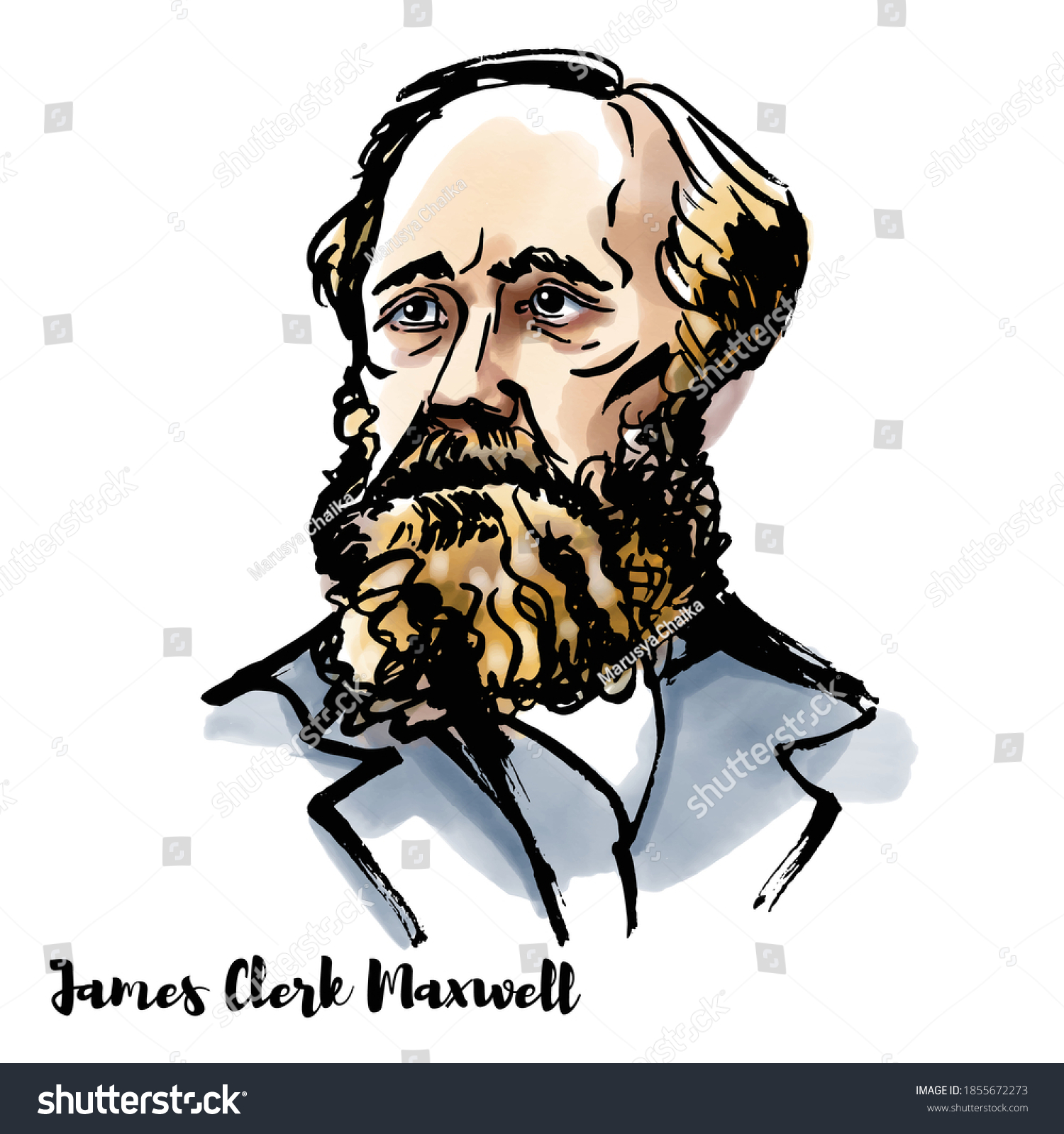 James Clerk Maxwell Watercolor Vector Engraved Stock Vector (Royalty ...