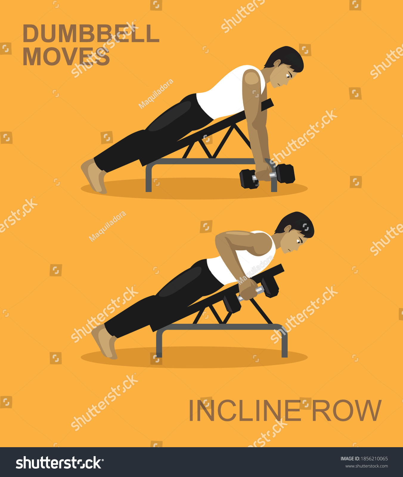 Incline Row Dumbbell Moves Manga Gym Stock Vector Royalty Free 1856210065 Shutterstock 2812