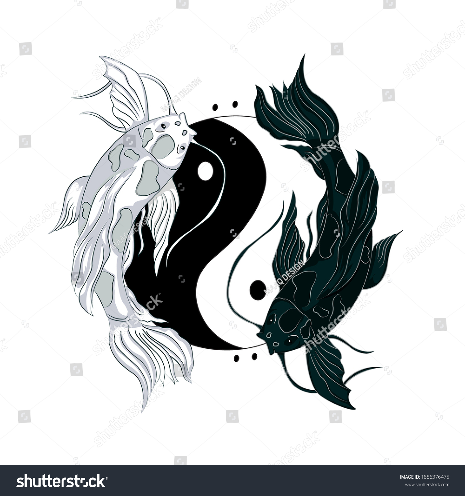 Black White Koi Fish Illustration Forming Stock Vector (Royalty Free ...