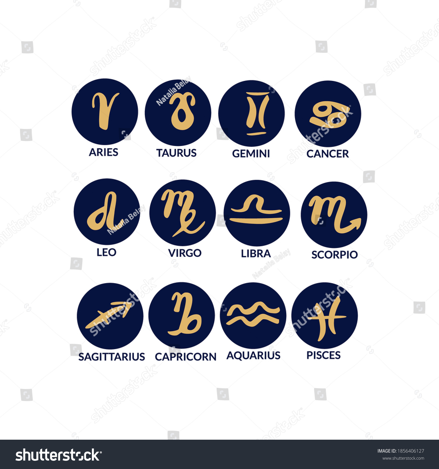 Astrological Symbols Zodiac Signs Astrologynatal Charts Stock Vector ...