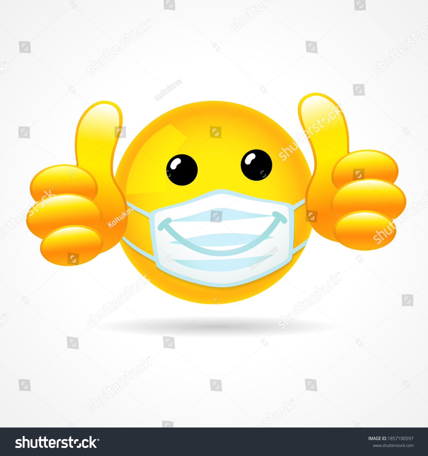 Emoji Smile Face Protective Mouth Mask Stock Vector (Royalty Free ...