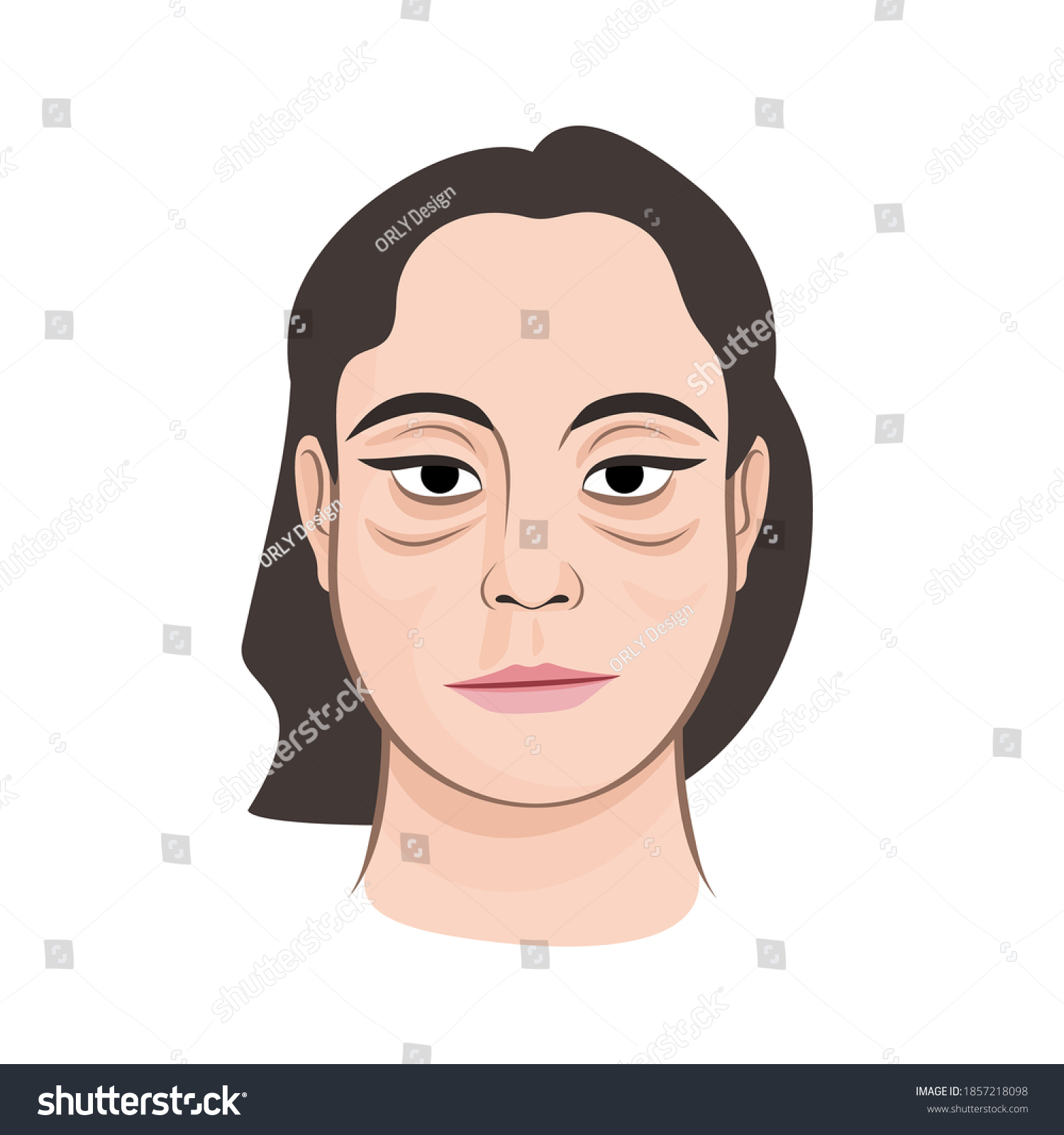 Swollen Woman Face Portrait Nude Makeup Stock Vector Royalty Free