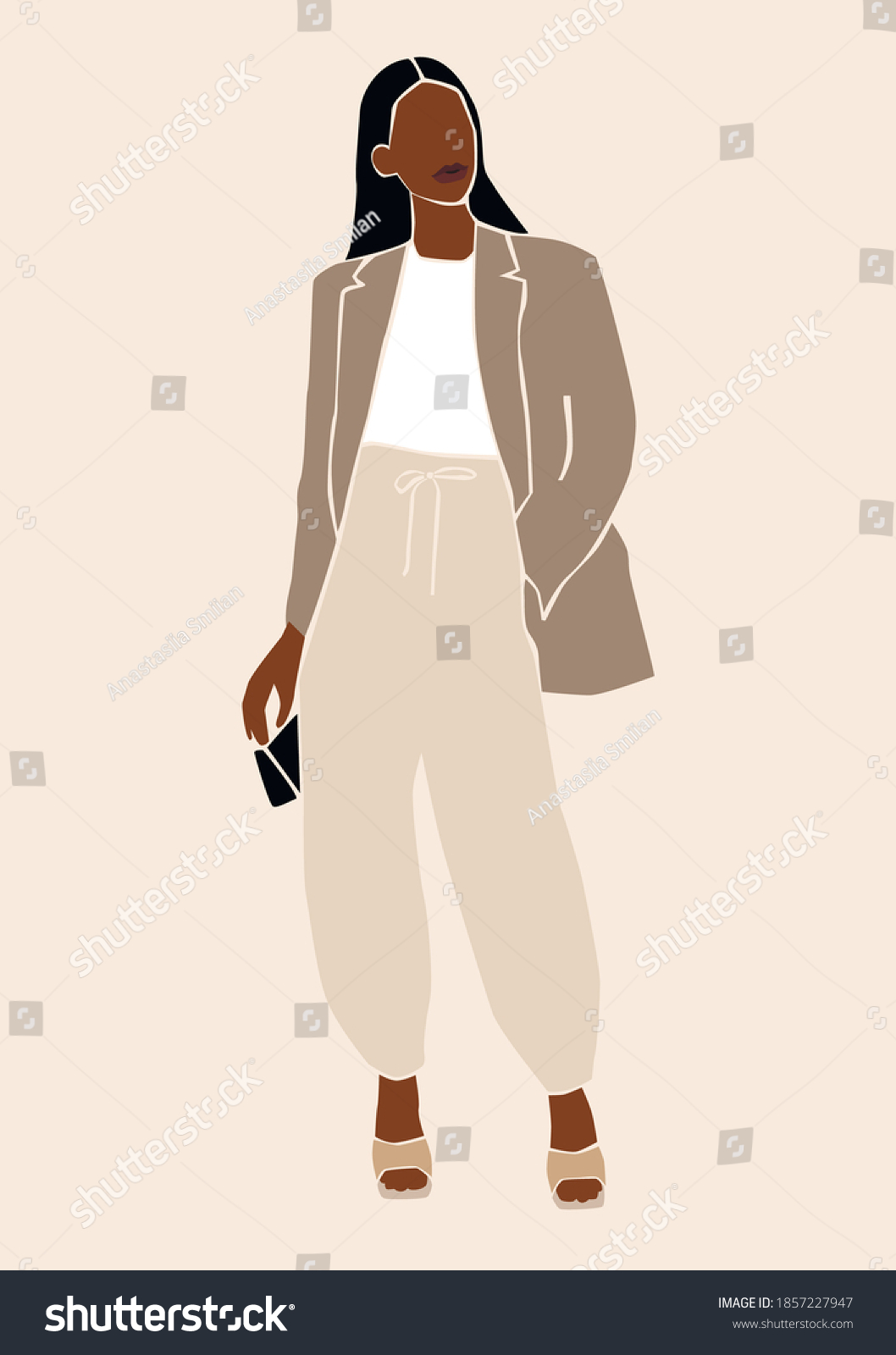 Abstract Black Woman Fashion Girl Portrait Stock Vector (Royalty Free ...