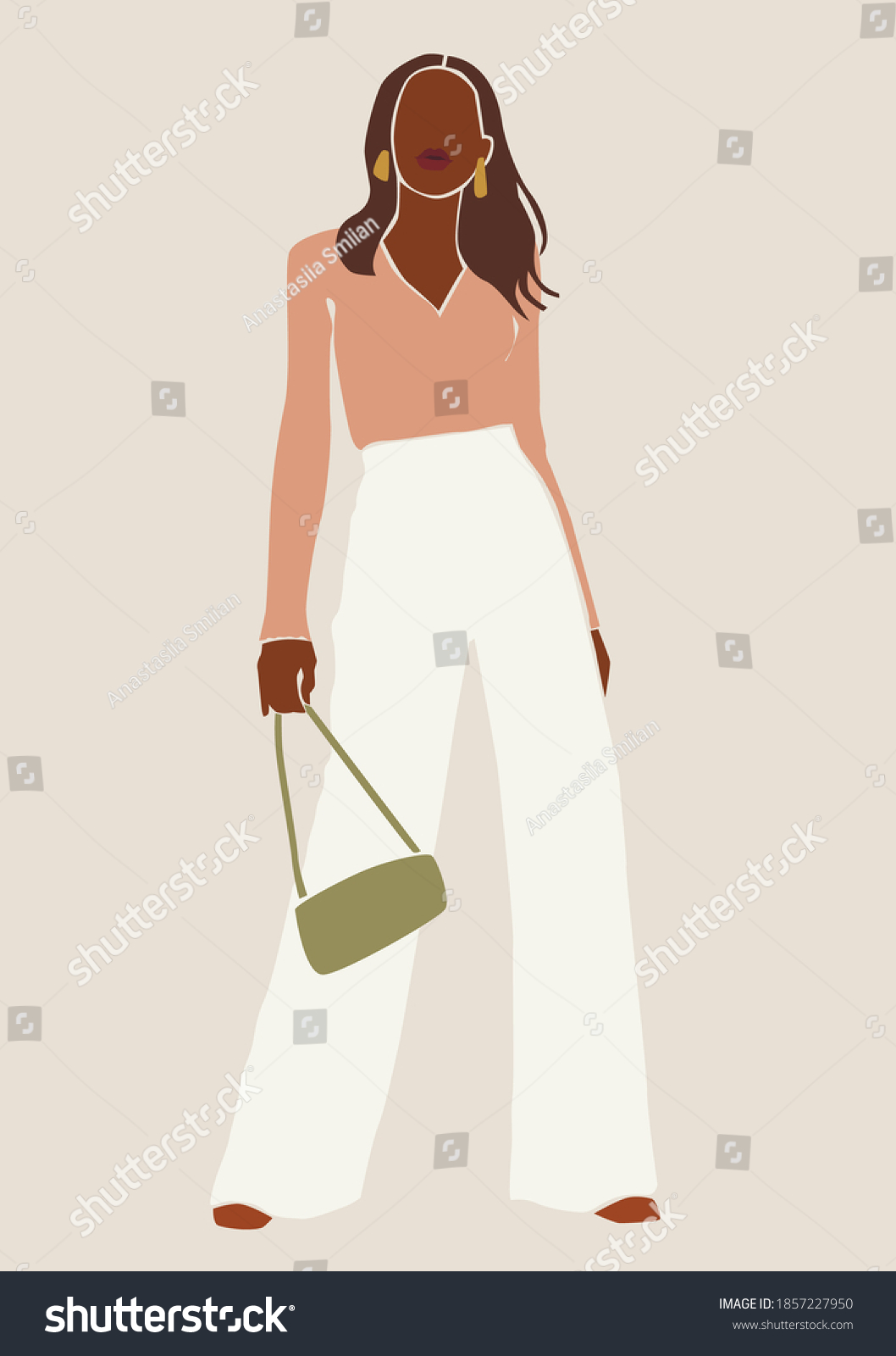 Abstract Black Woman Fashion Girl Portrait Stock Vector (Royalty Free ...