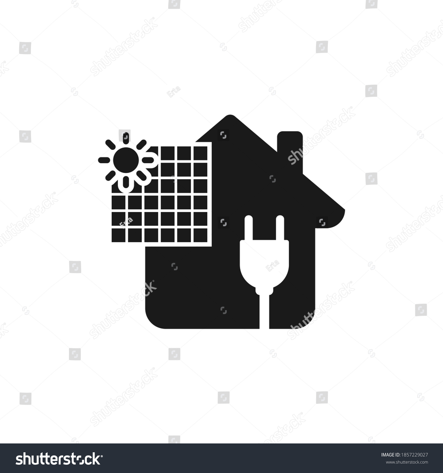 Solar Panels House Icon Concept Isolated Stock Vector (Royalty Free ...