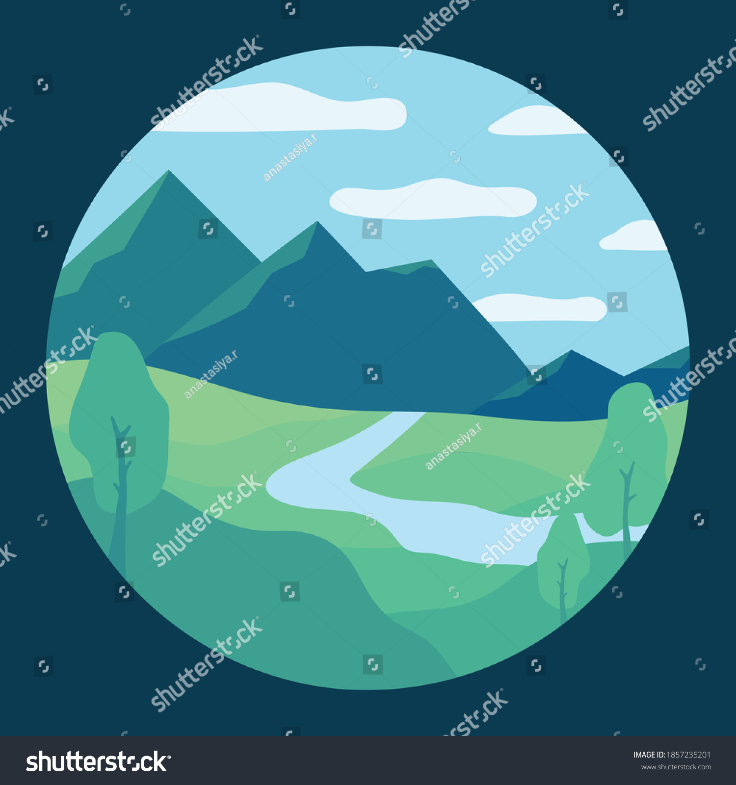 Forest Landscape Circle Vector Illustration Stock Vector (Royalty Free ...