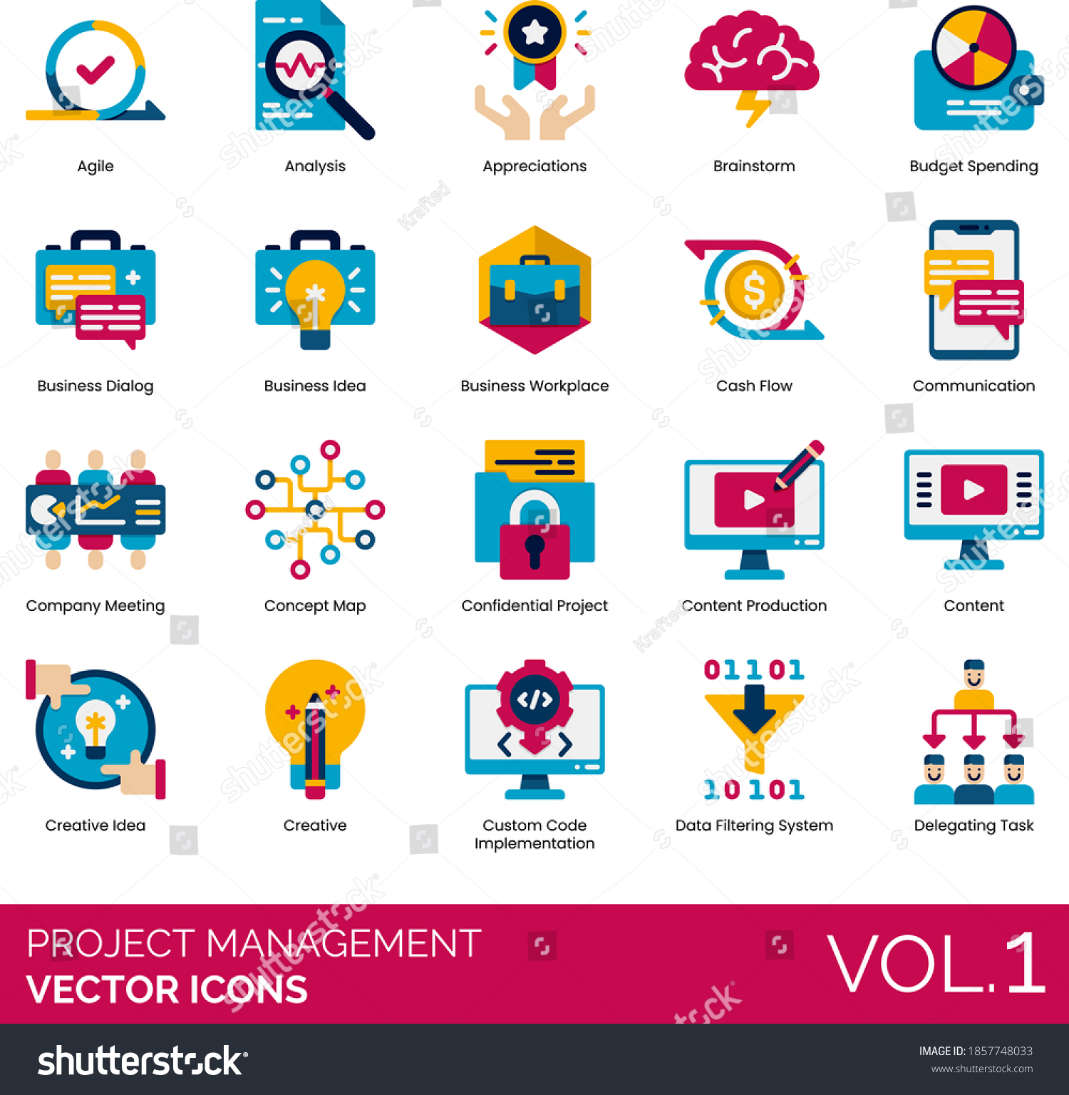 Project Management Icons Including Agile Analysis: Vetor Stock (livre ...