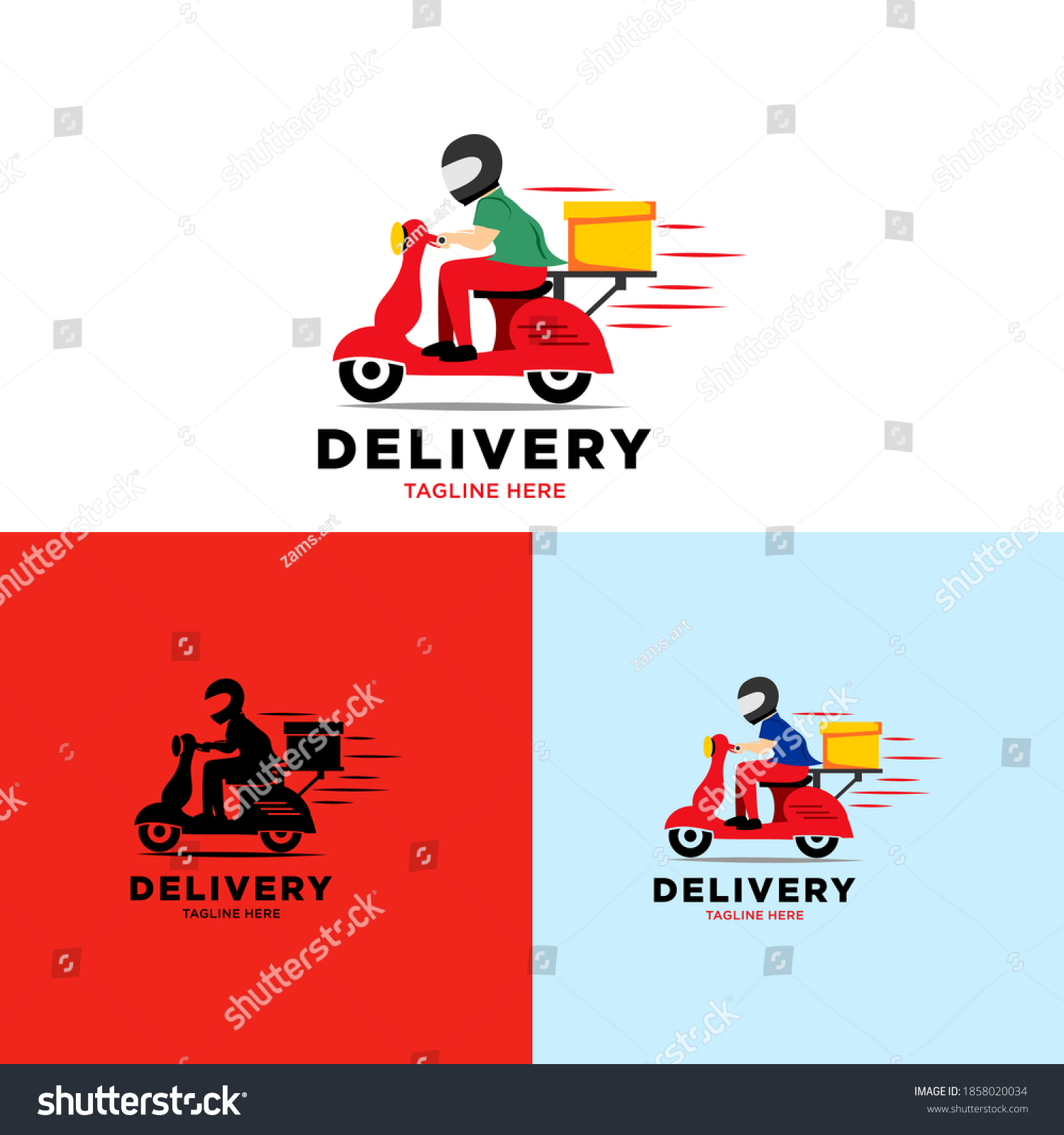 Man Riding Scooter Delivery Logo Vector Stock Vector (Royalty Free ...