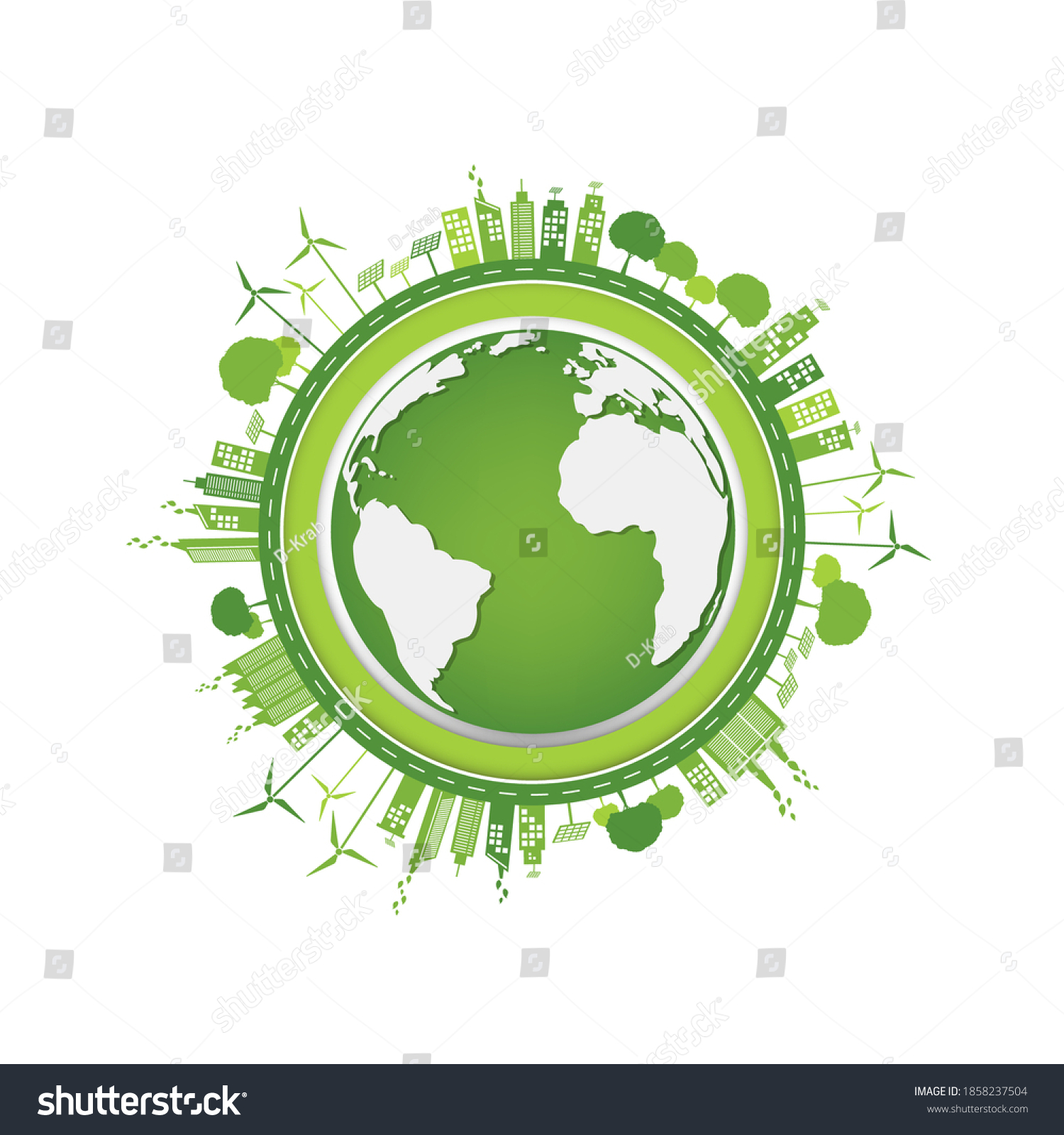 World Environment Green City Design Sustainability Stock Vector ...