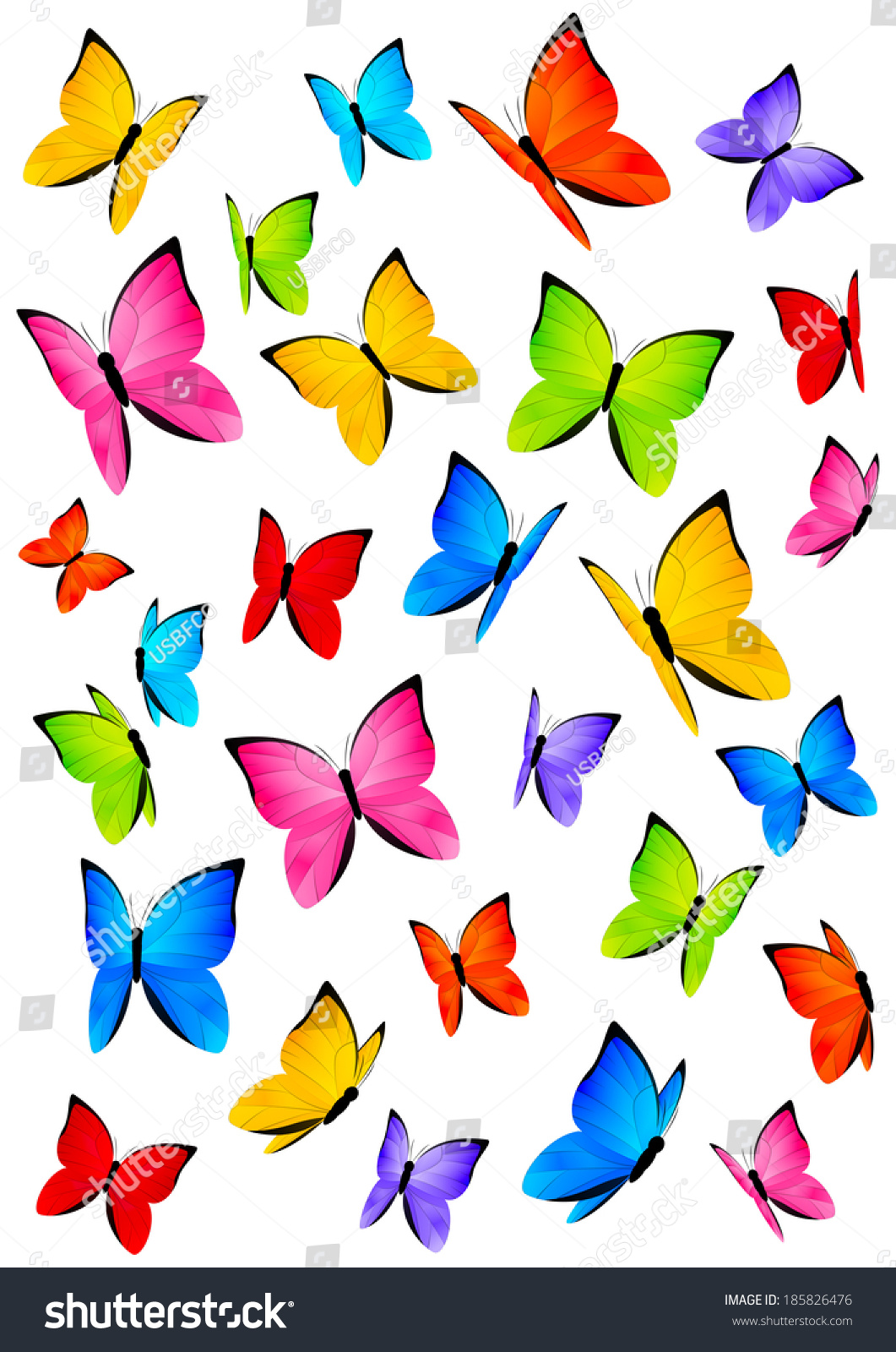 Color Butterflies Isolated On White Stock Vector (Royalty Free ...