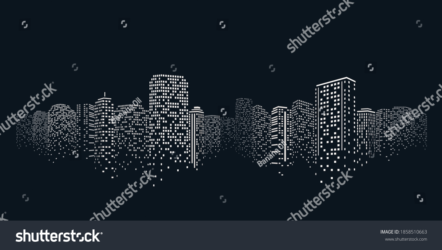 城市场景的夜间时间 城市之夜黑色背景 库存矢量图 免版税 Shutterstock
