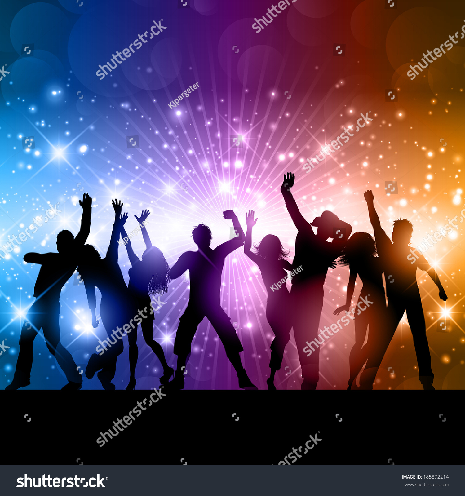 Silhouettes People Dancing On Abstract Background Stock Vector (Royalty ...