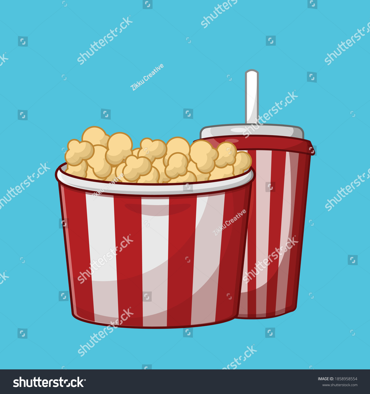 Popcorn Cola Red White Striped Bucket Stock Vector Royalty Free 1858958554 Shutterstock 6818