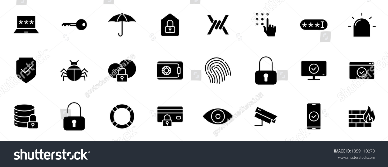 Security Silhouette Vector Icons Isolated On Stock Vector (royalty Free 