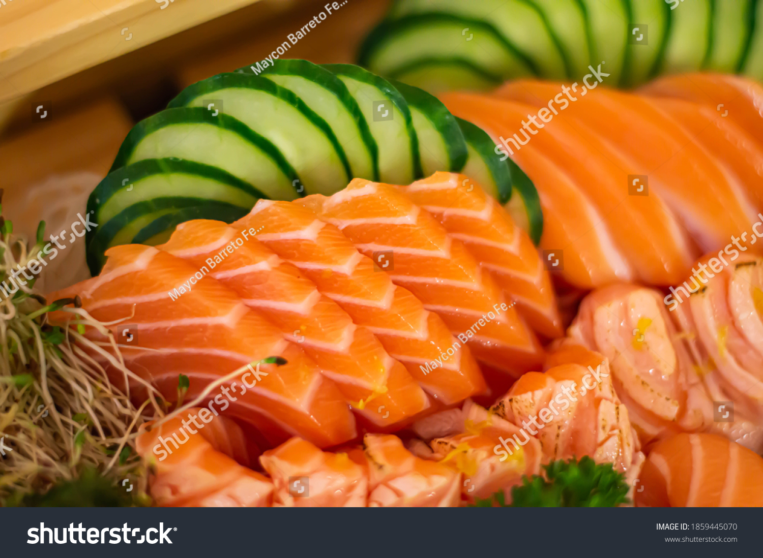 Salmon Sushi Shakemaki Uramaki Gohan Stock Photo 1859445070 