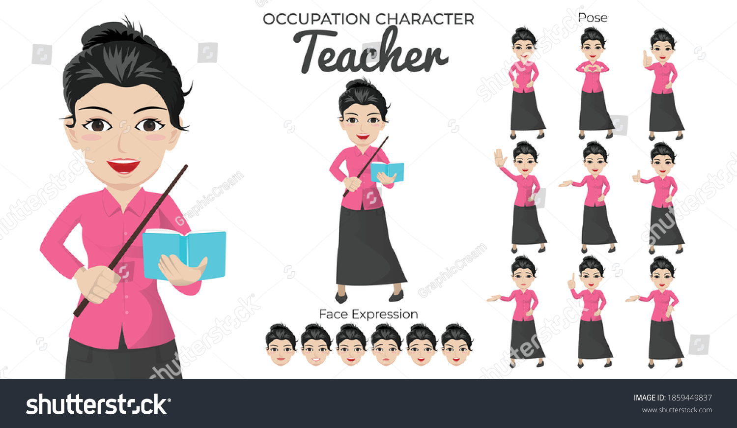 Female Teacher Character Set Variety Pose Stock Vector (Royalty Free ...