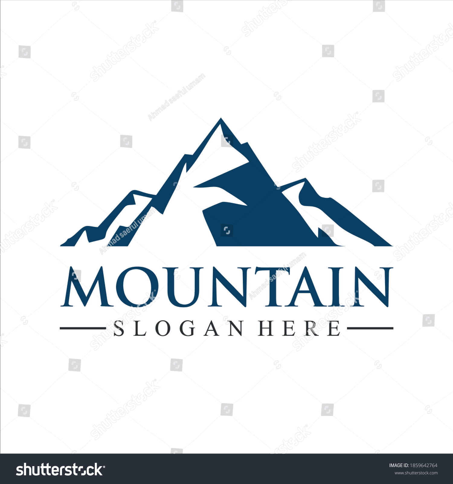 Blue Mountain Silhouette Logo Design Stock Vector (Royalty Free ...