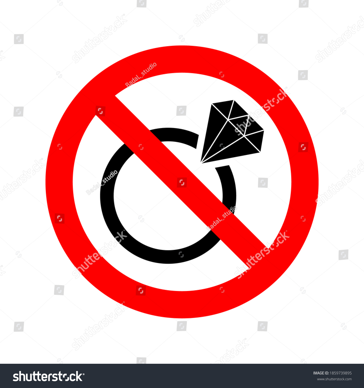 No Jewelry Signage Vector Flat Illustration Stock Vector (Royalty Free