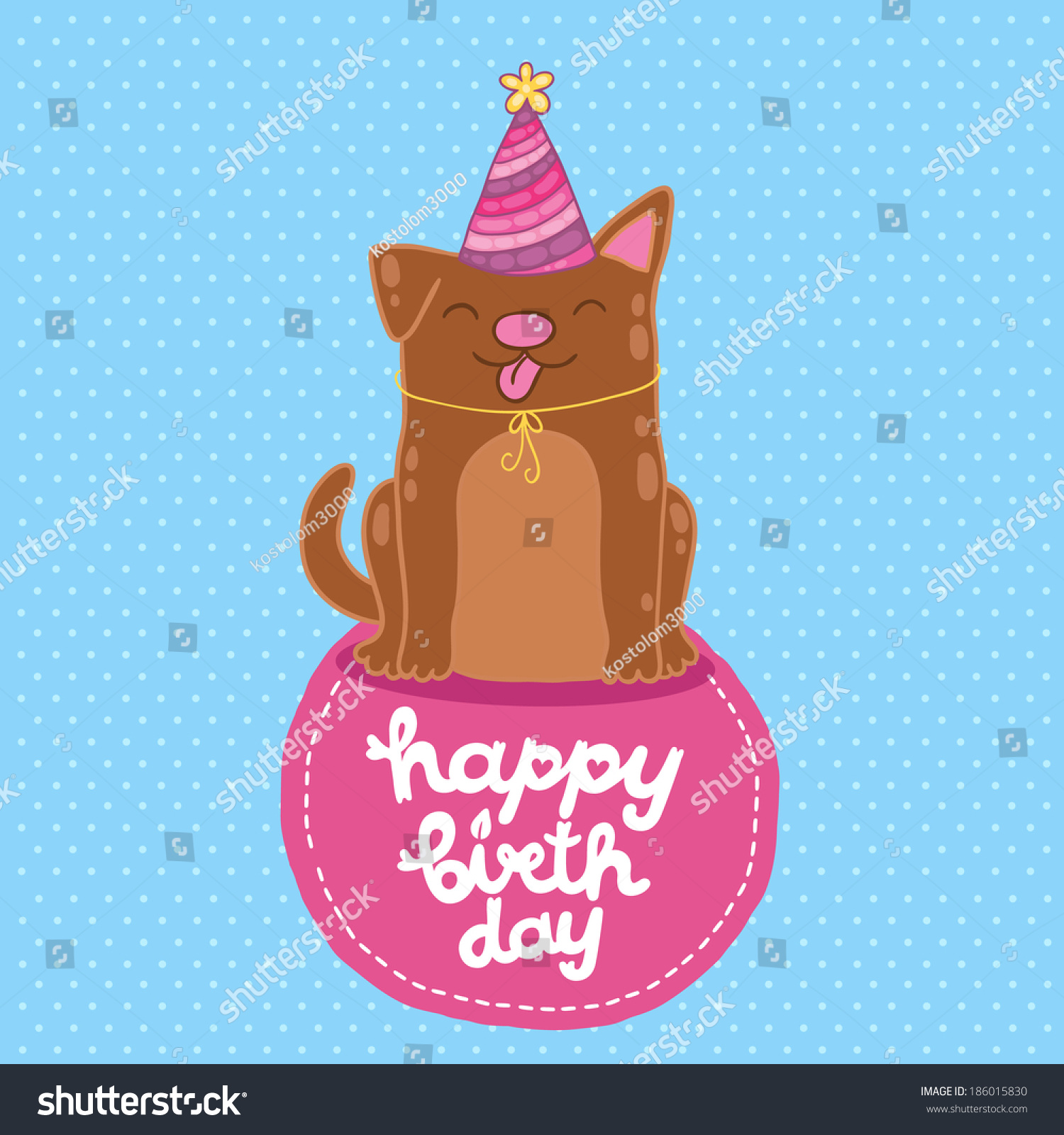 Happy Birthday Card Background Dog Vector Stock Vector (Royalty Free