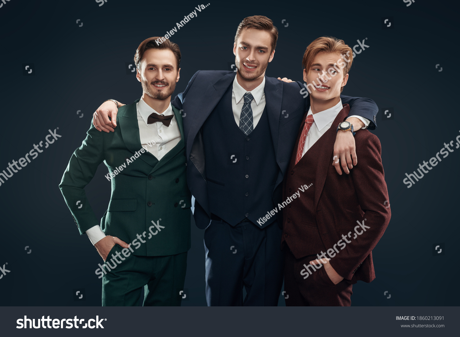 Three Friends Mens Fashion Three Handsome Stock Photo 1860213091