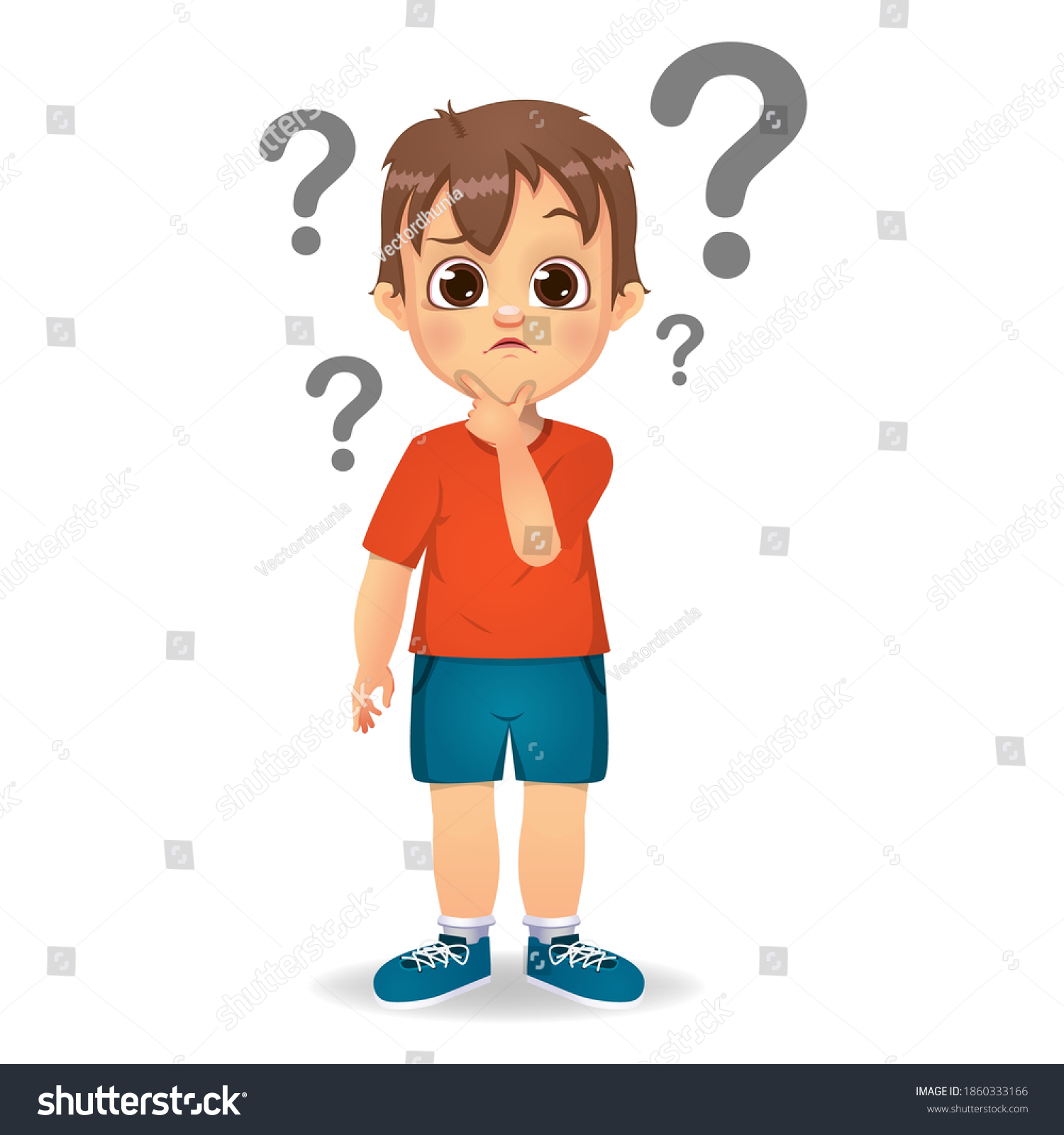 Cute Kid Thinking Idea Vector Stock Vector (Royalty Free) 1860333166 ...