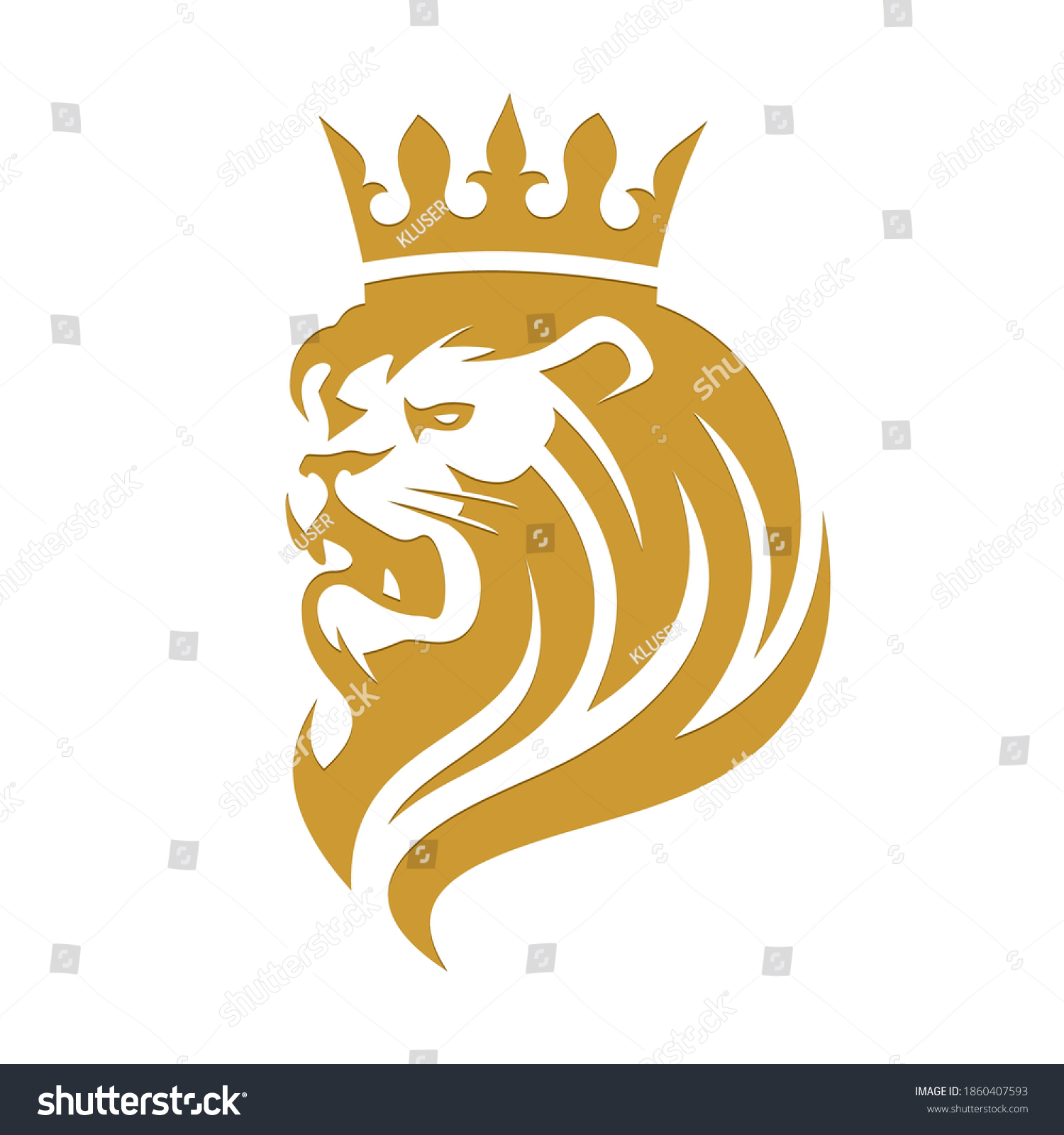 Angry Lion Crown On White Background Stock Vector (Royalty Free ...