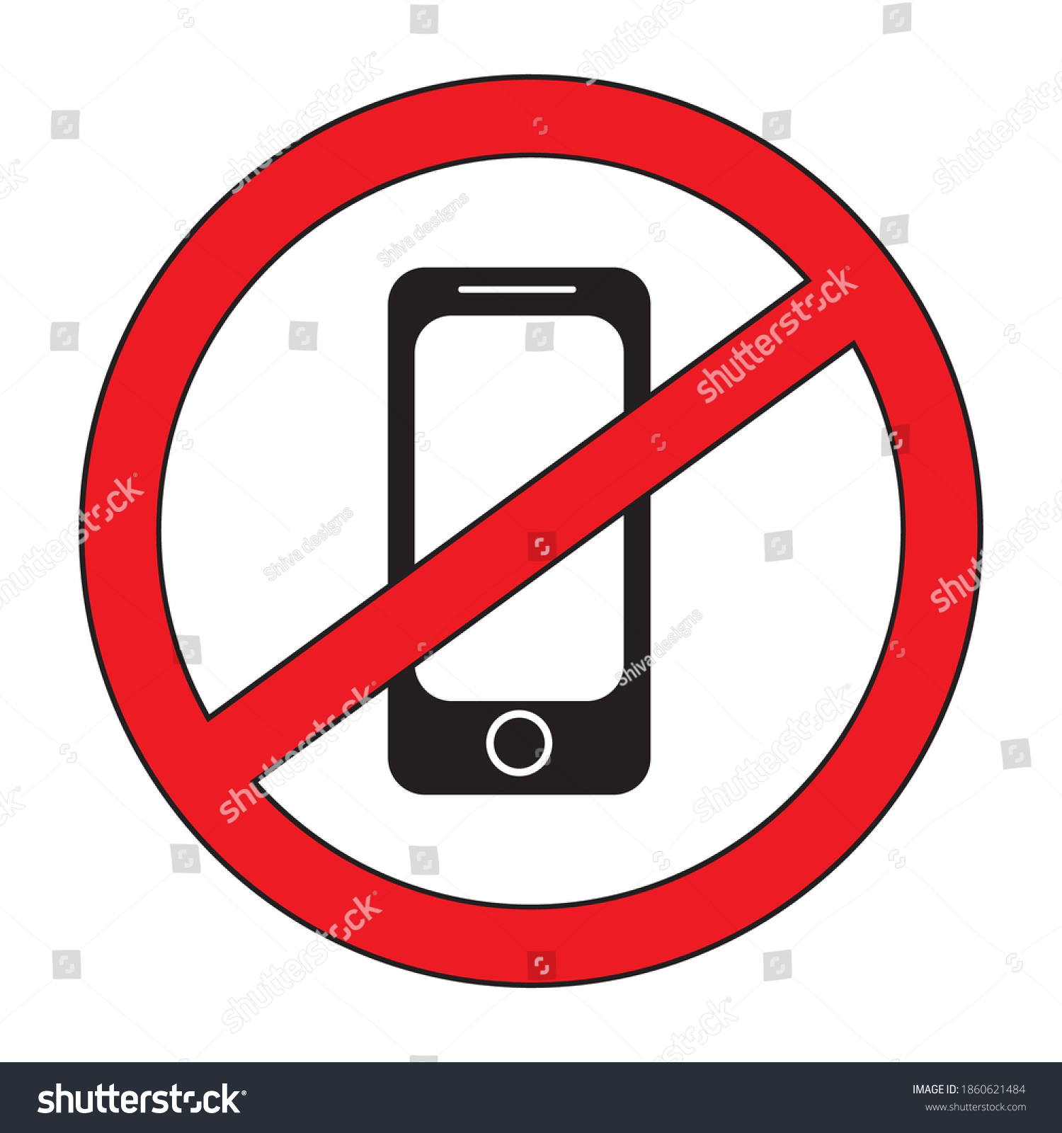 No Phone Warning Symbol Prohibit Using Stock Vector (Royalty Free ...