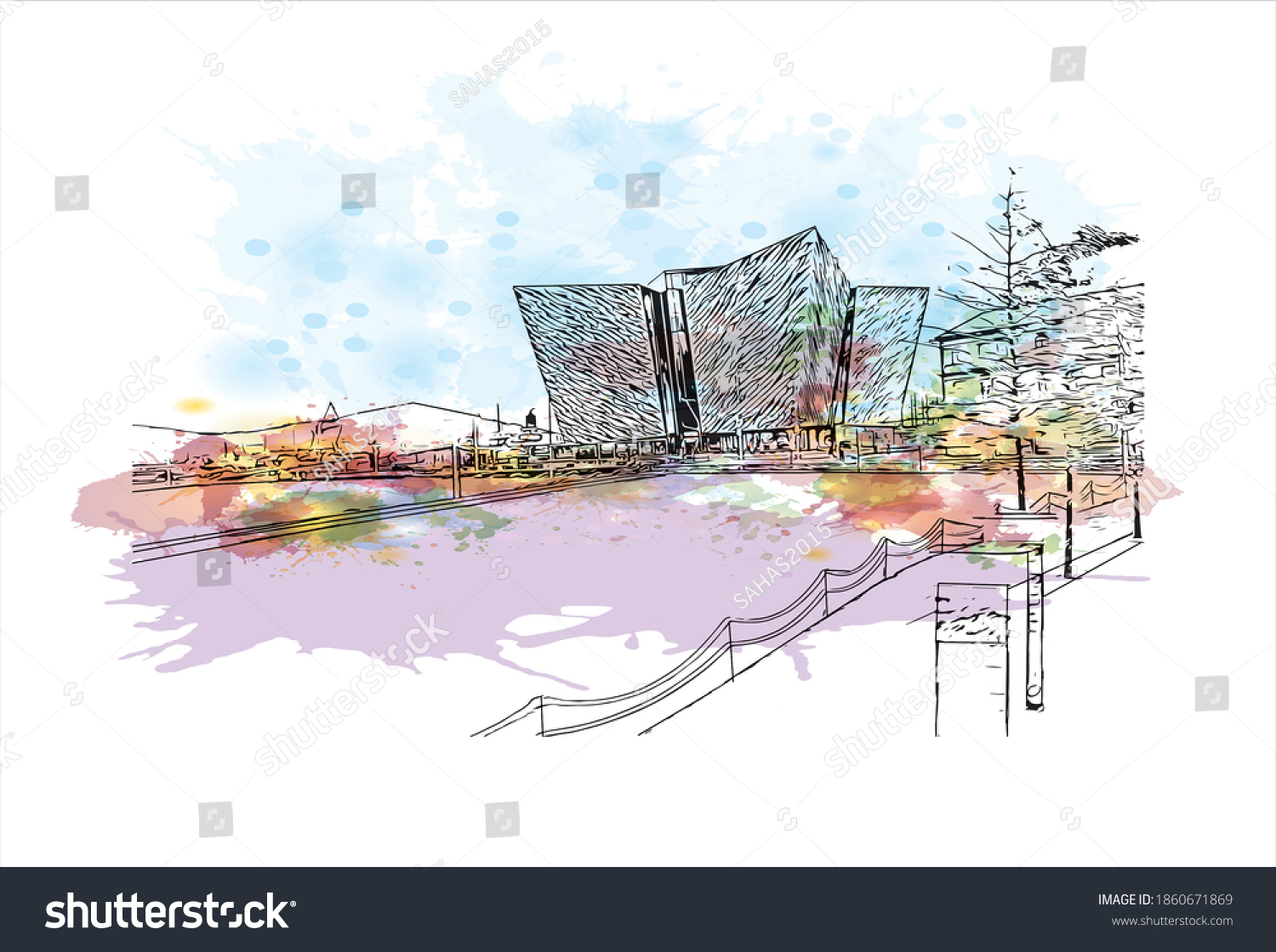 Building View Landmark Belfast Capital Northern Stock Vector (Royalty ...