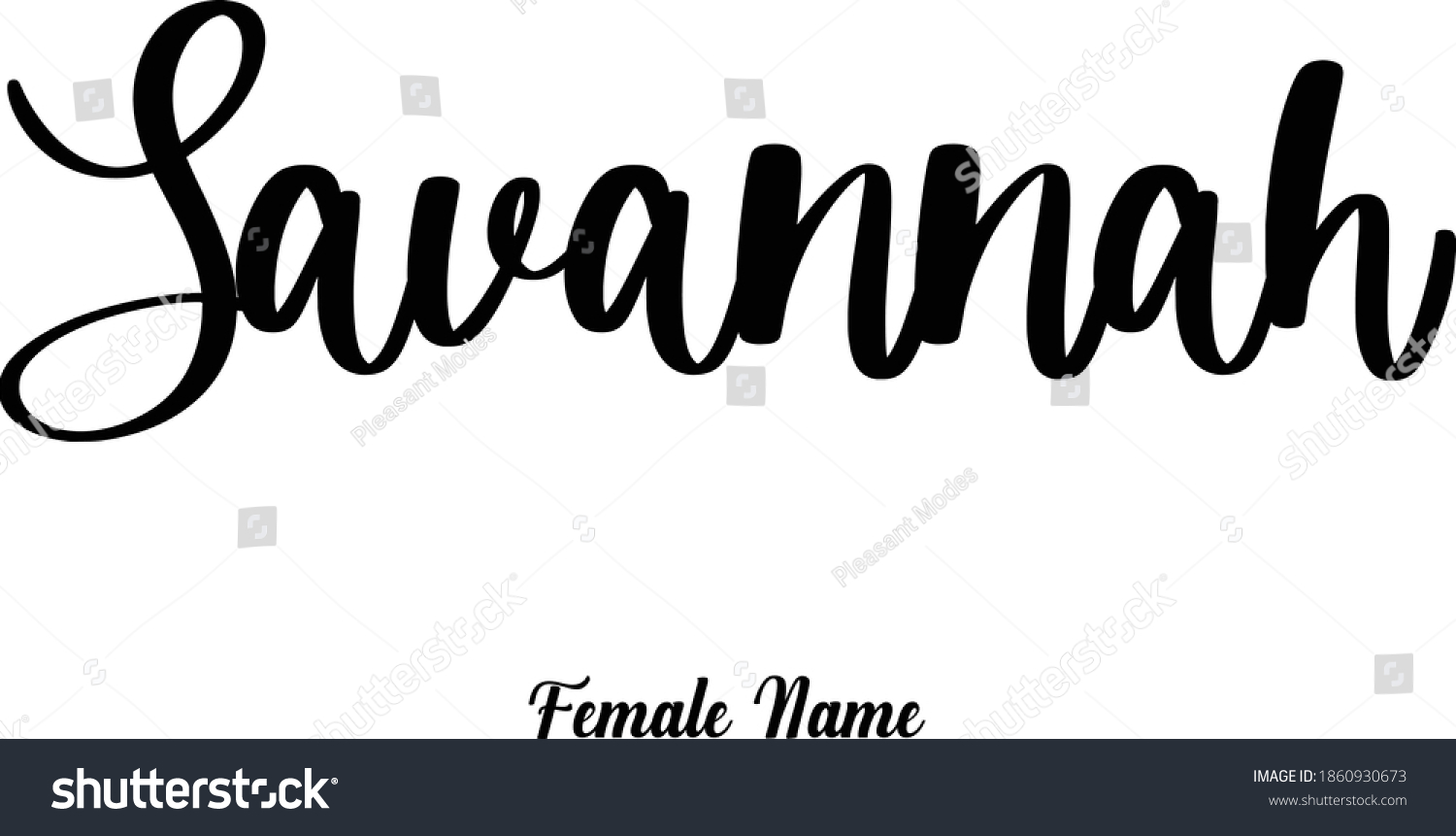 Savannahfemale Name Calligraphy Phrase On White Stock Vector (Royalty ...