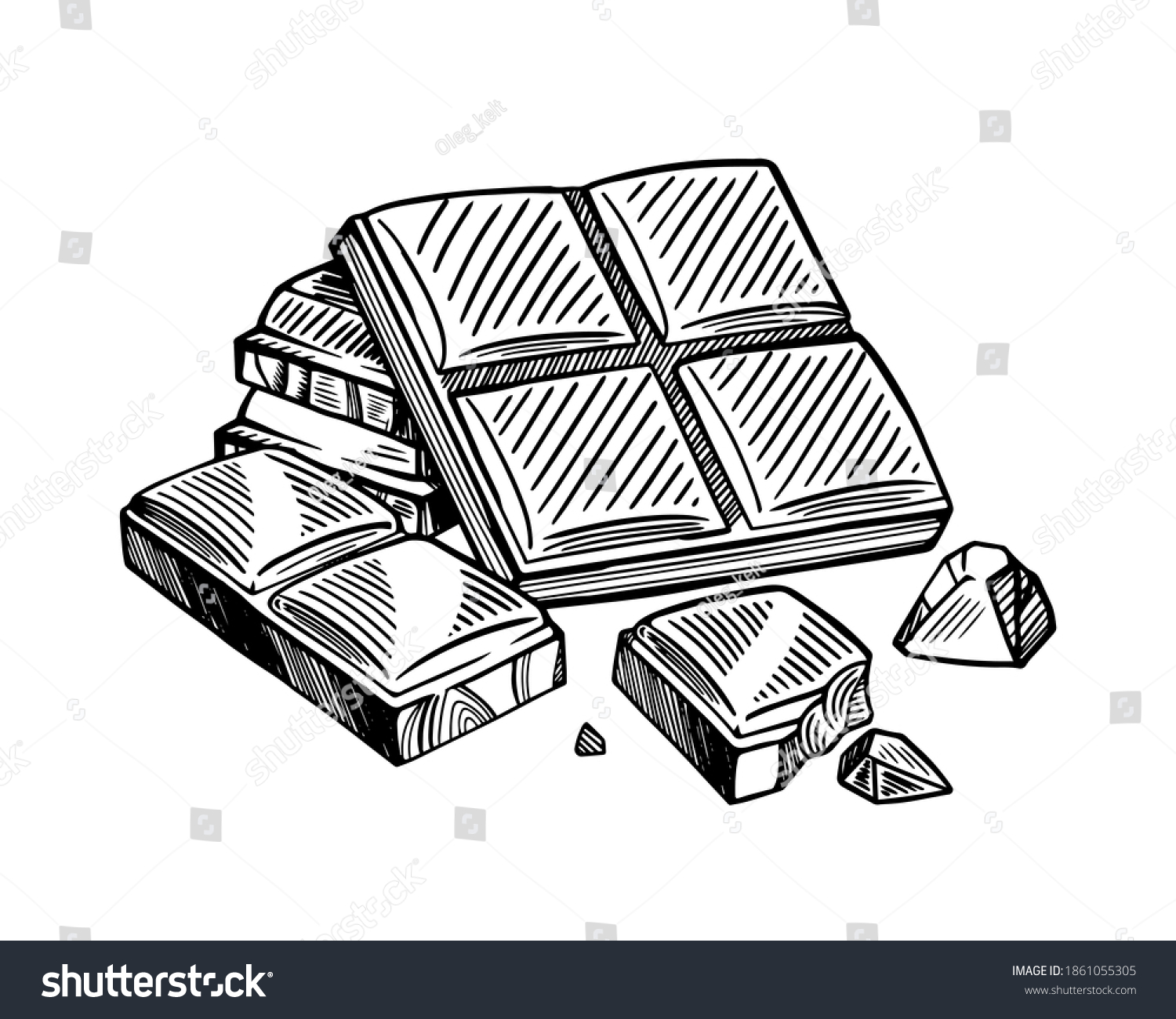 Pieces Black White Chocolate Bar Vector Stock Vector (royalty Free 