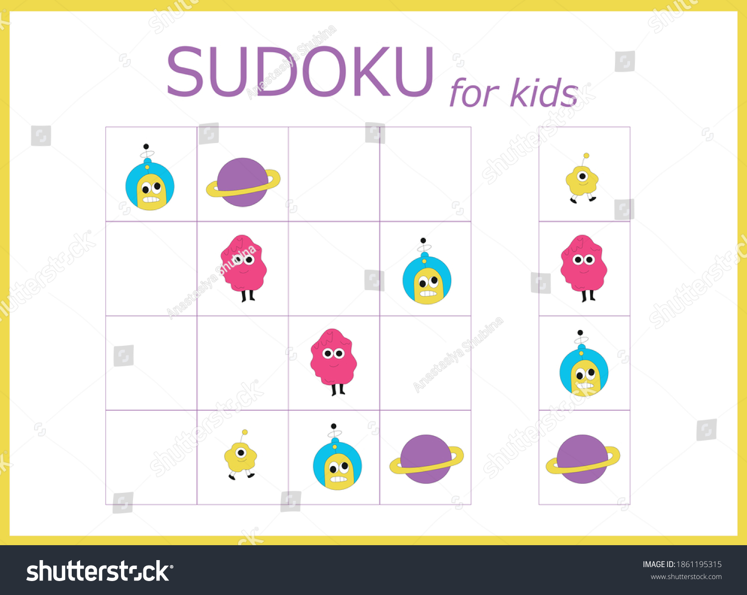 Sudoku Kids Sudoku Childrens Puzzles Educational Stock Vector (Royalty ...