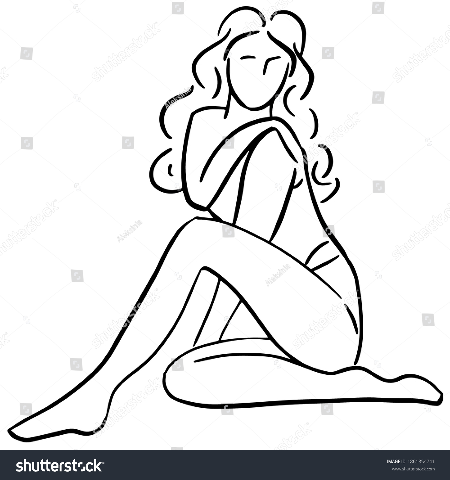 Line Drawing Sexual Womans Silhouette Stock Vector Royalty Free 1861354741 Shutterstock 