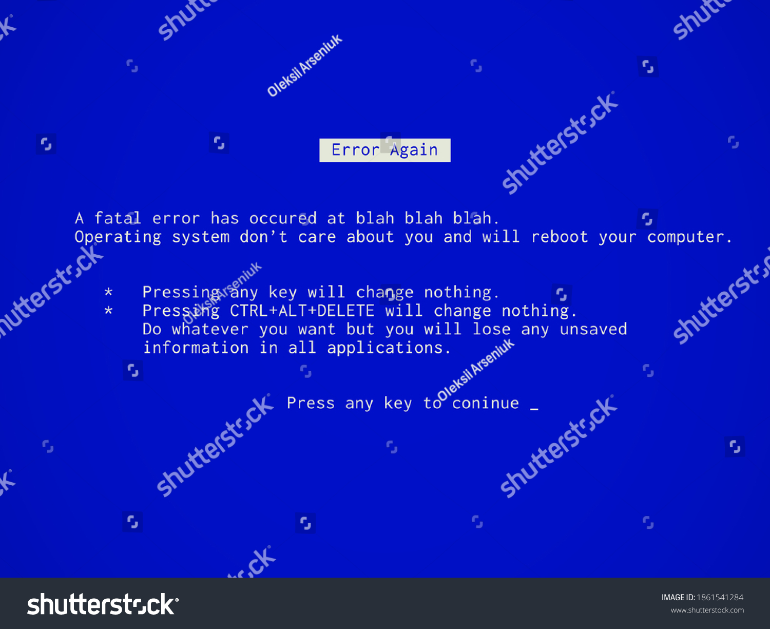 Fake Funny Blue Screen Death Bsod Stock Illustration 1861541284 ...