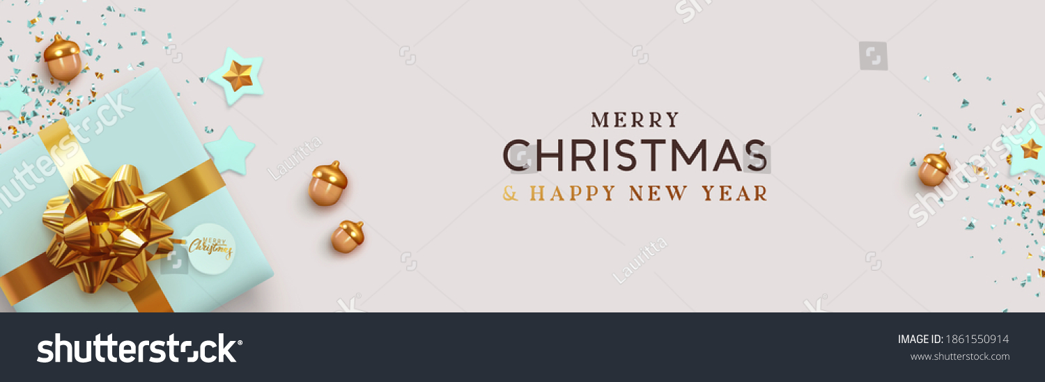 Christmas Website Header Banner Xmas Background Stock Vector (Royalty