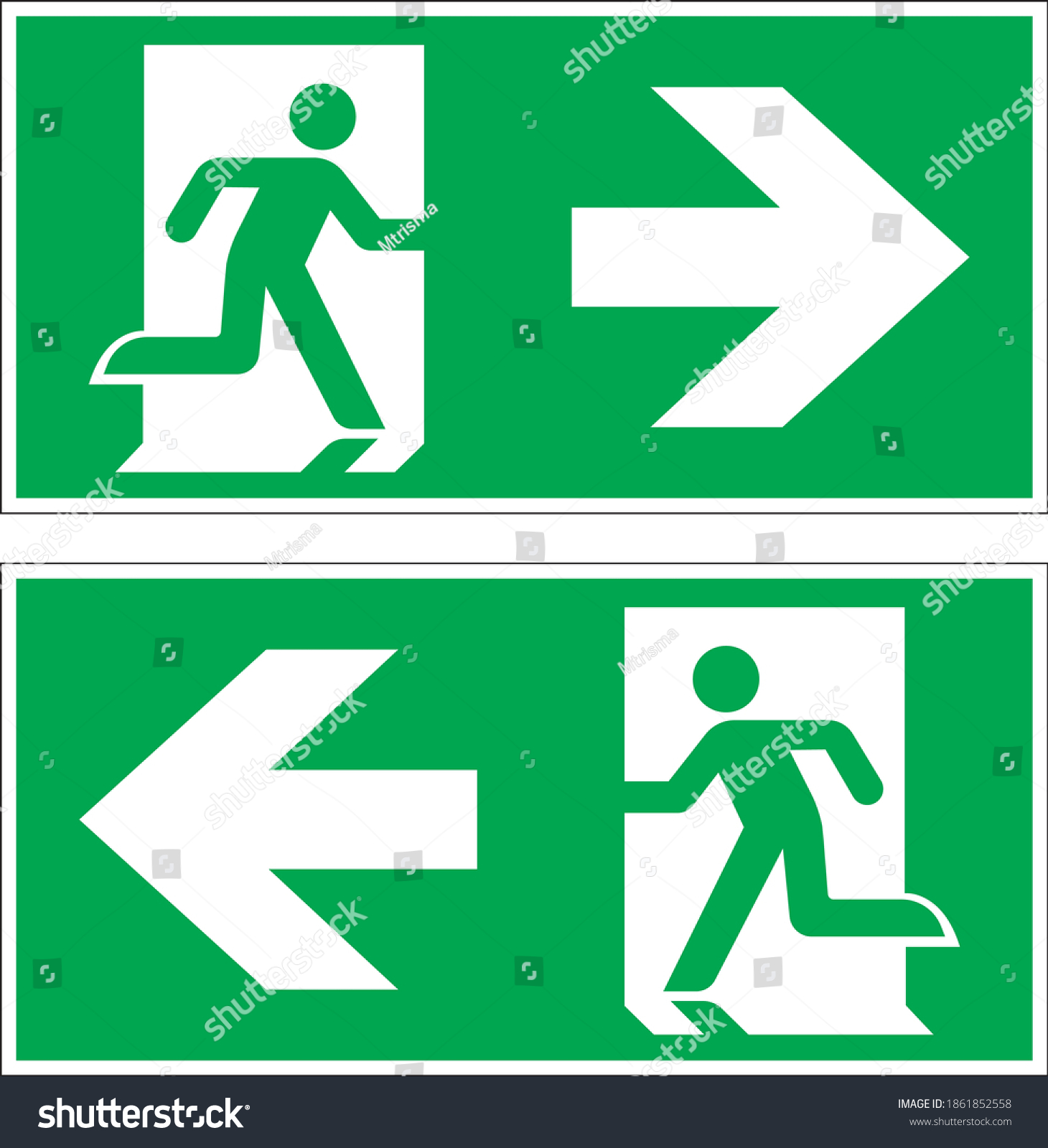 Emergency Exit Sign Door Vector Arrow Stock Vector (Royalty Free ...