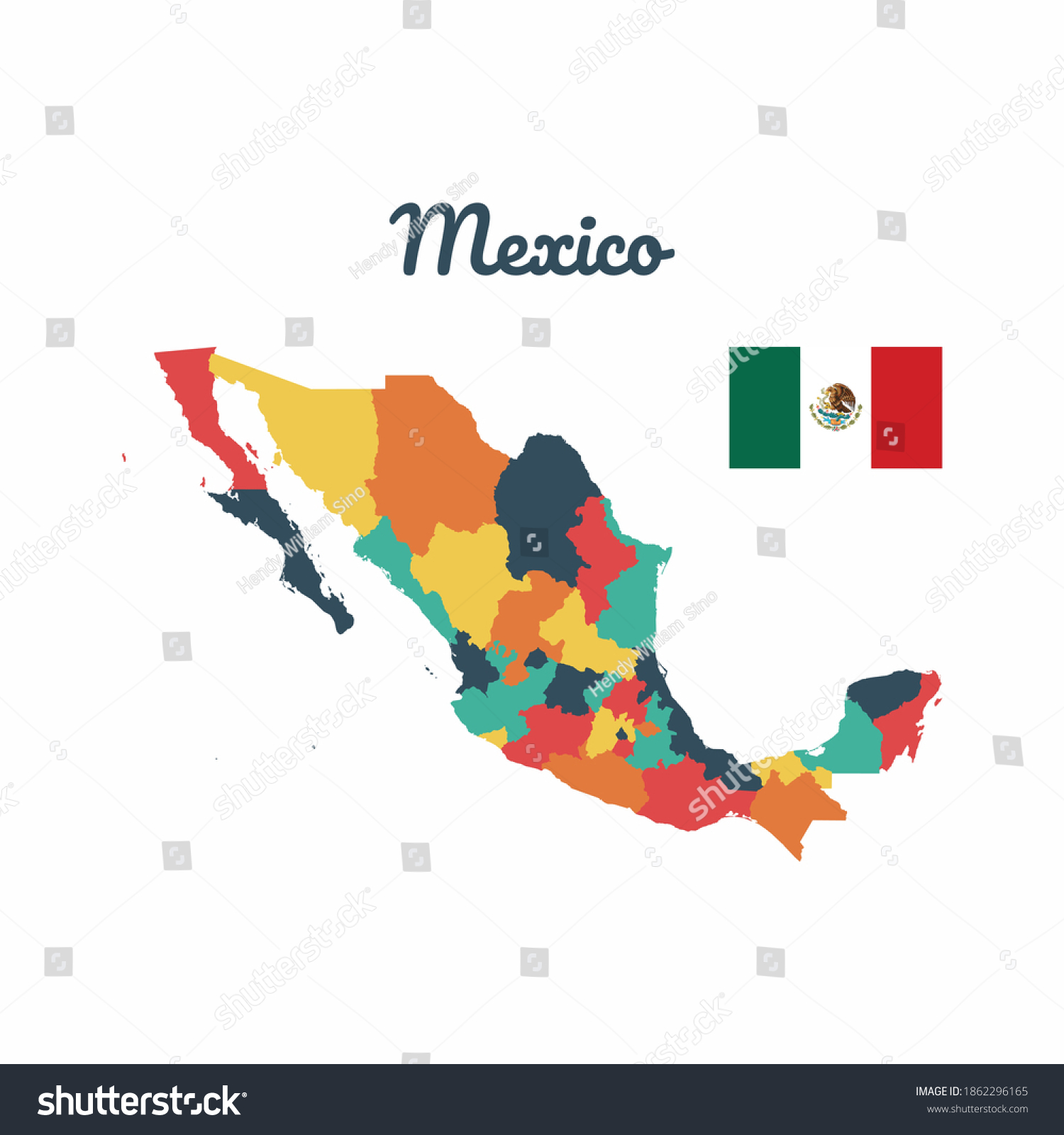 Colorful Map Mexico Flag Mexico Vector Stock Vector (Royalty Free ...