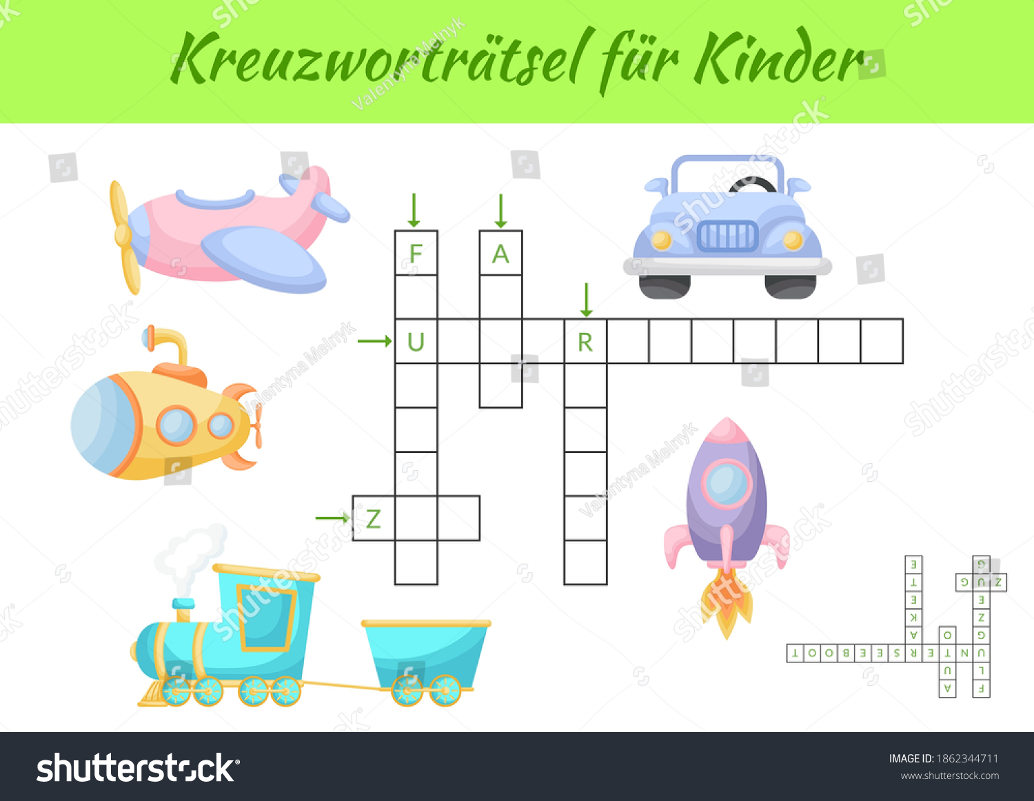 Kinder Crossword Kids Crossword Game Pictures Stock Vector (Royalty ...