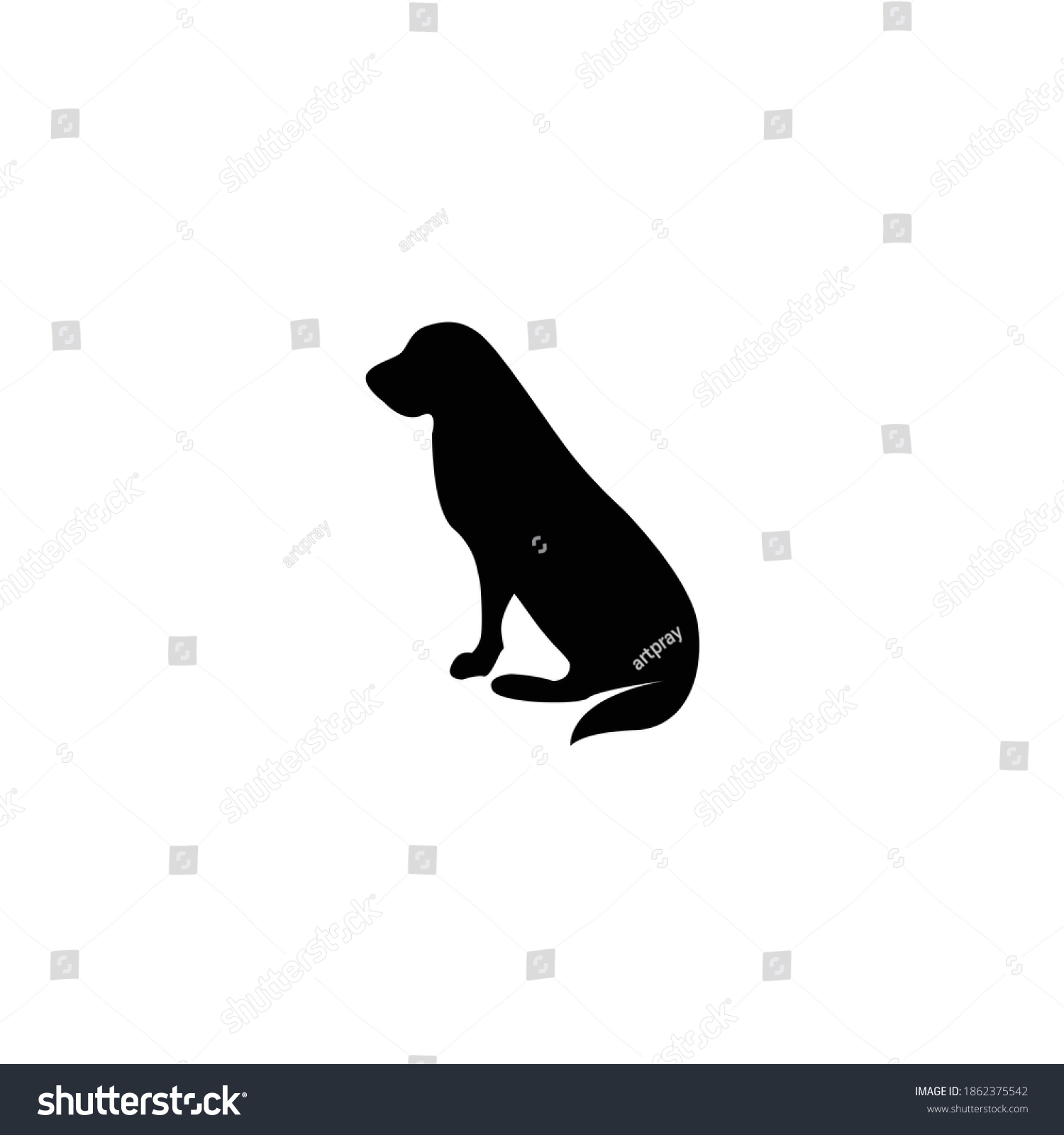 Illustration Sitting Dog Silhouette Logo Design Stock Vector (royalty 