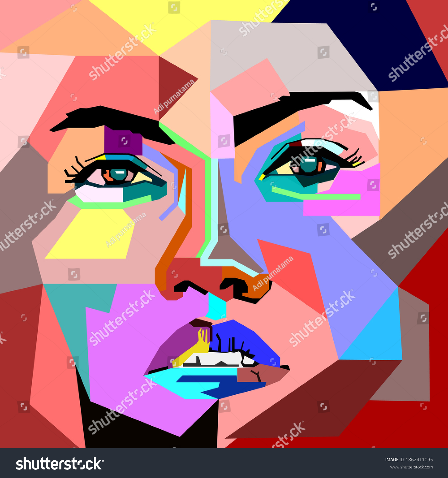 Abstract Pop Art Beautiful Woman Face Stock Vector (Royalty Free ...