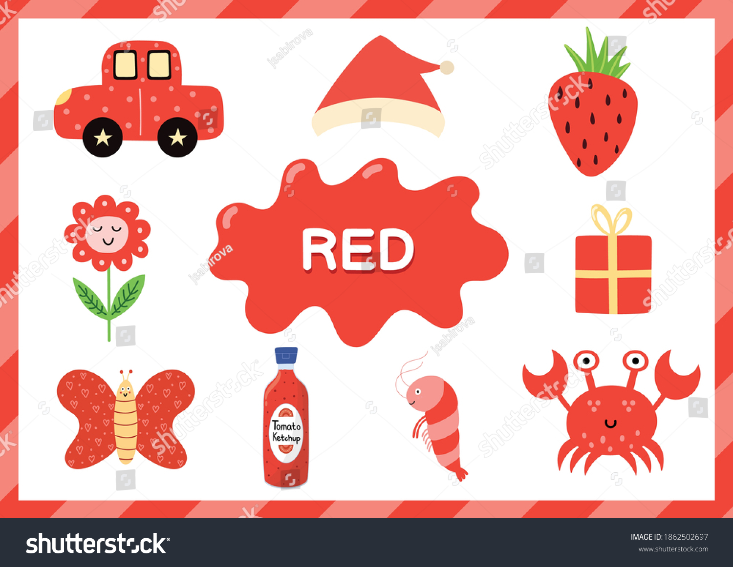 Learning Color Red Educational Poster Kids Stock Vector (Royalty Free ...