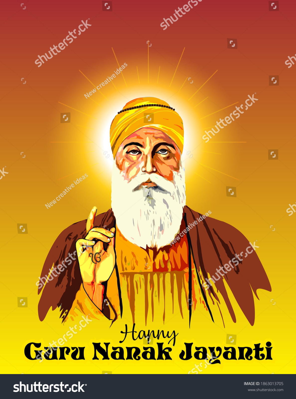 Guru Nanak Dev Water Color Illustration Stock Vector (Royalty Free ...