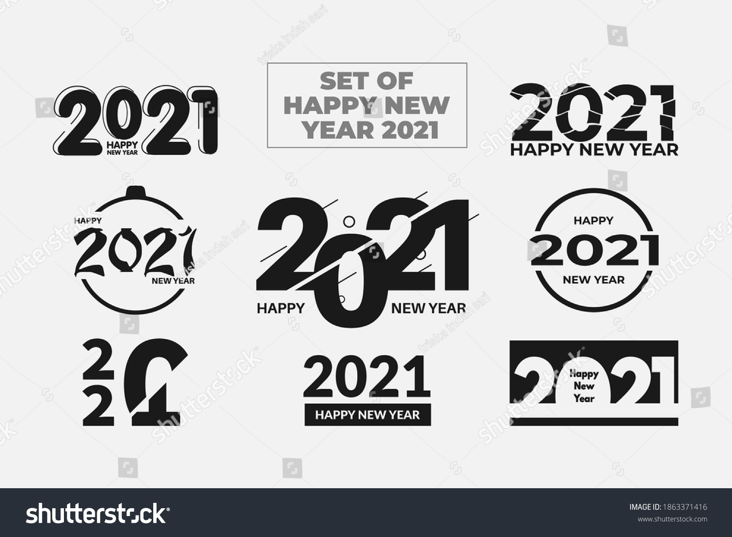 2021 Happy New Year Logo Text Stock Vector (Royalty Free) 1863371416 ...