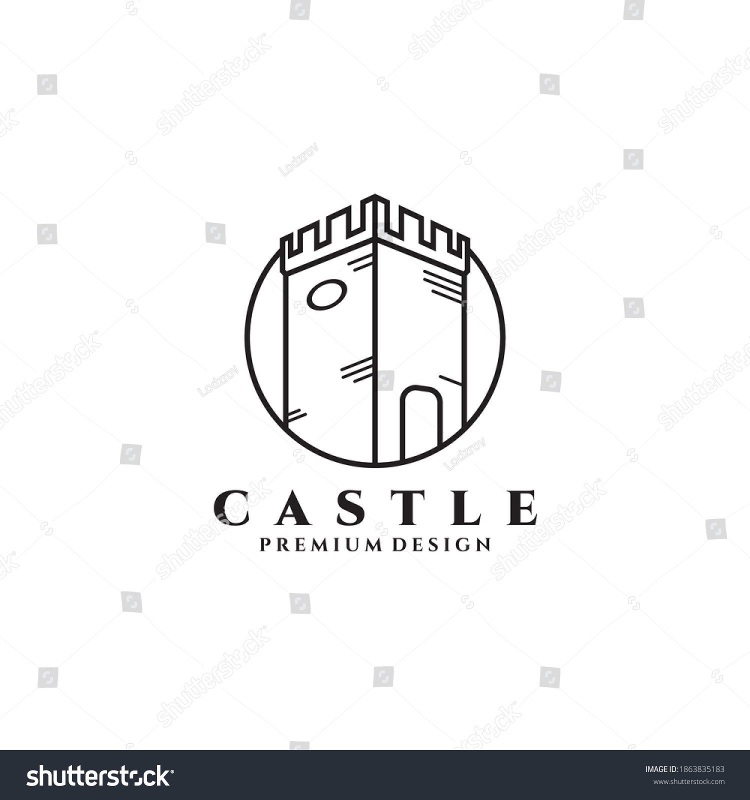 Castle Logo Vector Illustration Design Line Stock Vector (Royalty Free ...