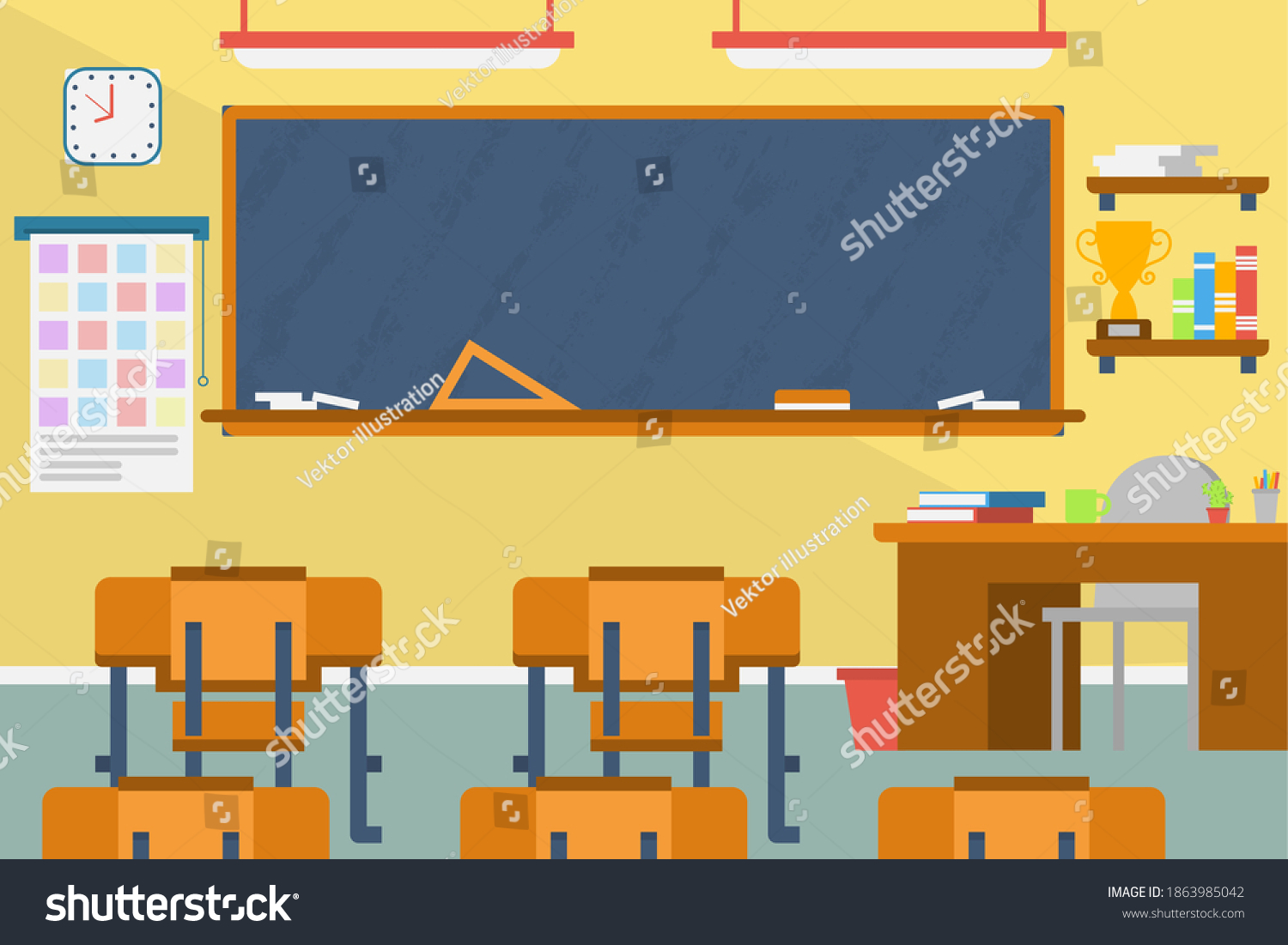 Empty Classroom School Education Background Empty Stock Vector (Royalty ...