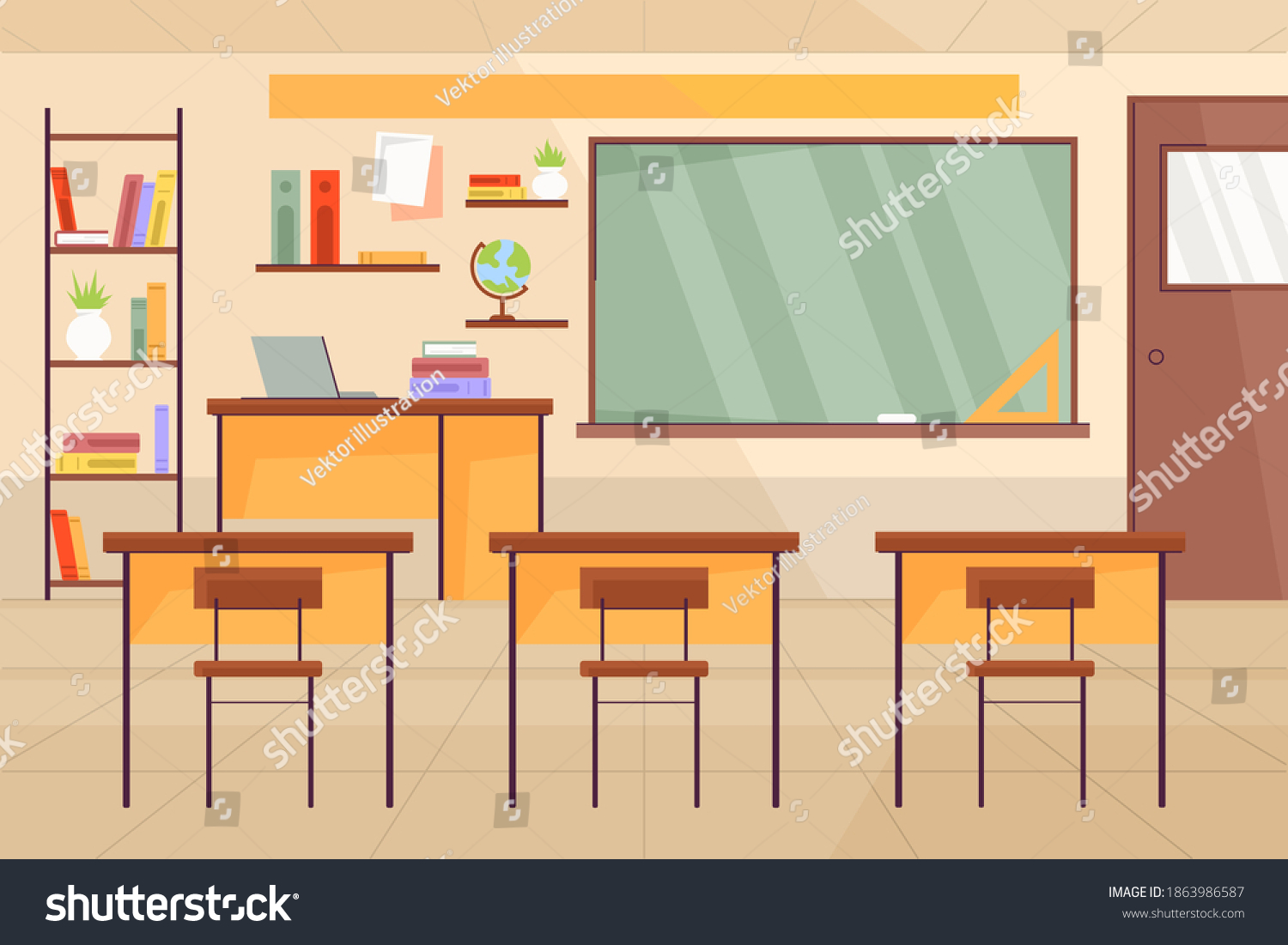 Empty Classroom School Education Background Empty Stock Vector (Royalty ...