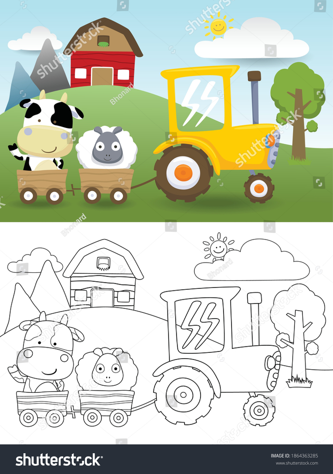 Vector Illustration Farm Animals Cartoon On Stock Vector (Royalty Free ...