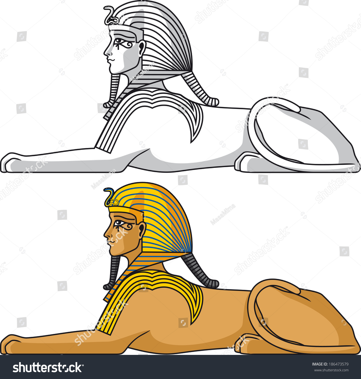 Сфинкс Египетский в профиль раскраска